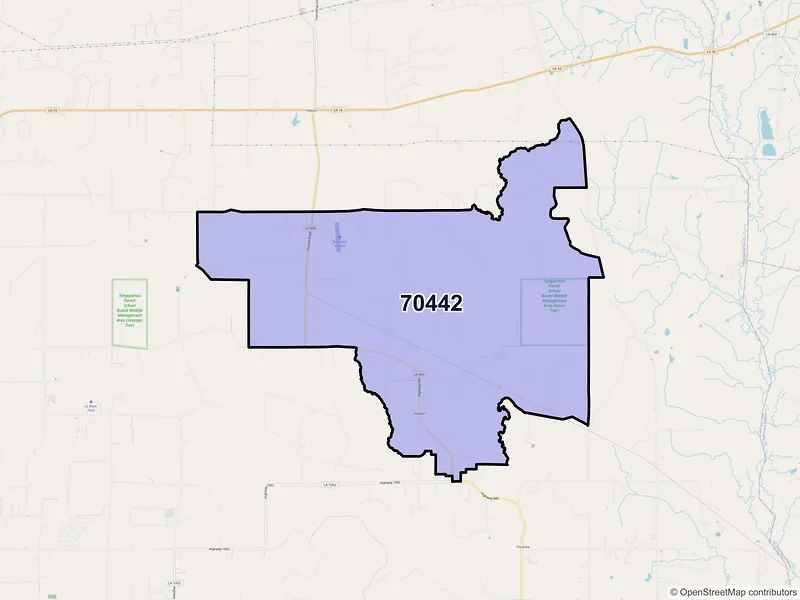 Map of ZIP Code 70442 — Husser, LA