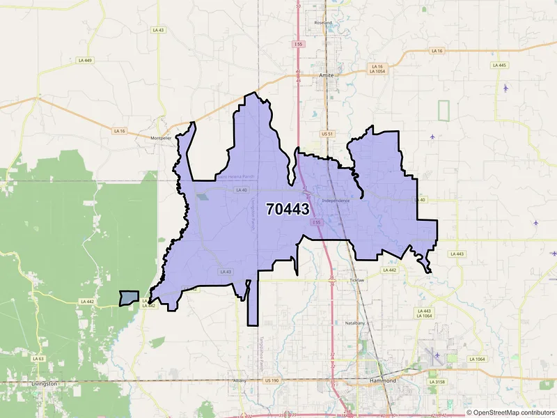 Map of ZIP Code 70443 — Independence, LA