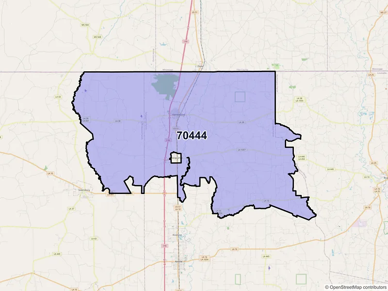 Map of ZIP Code 70444 — Kentwood, LA