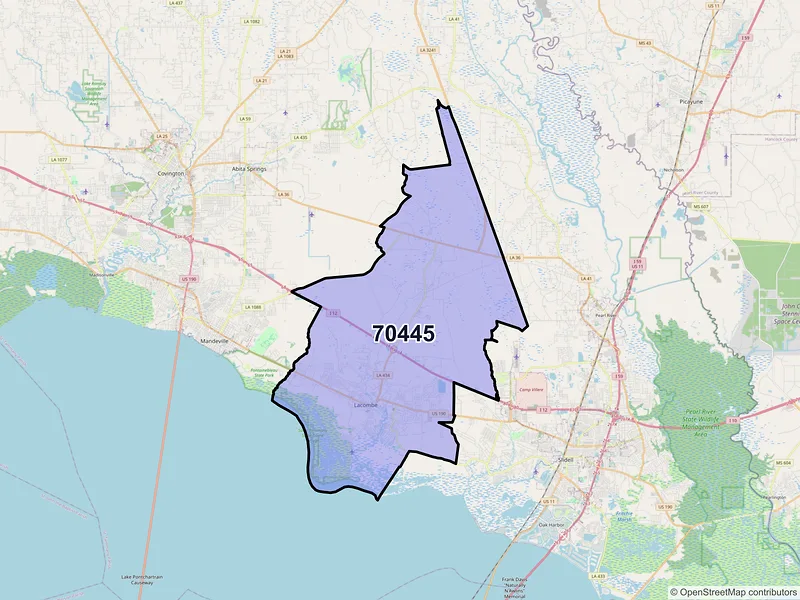 Map of ZIP Code 70445 — Lacombe, LA