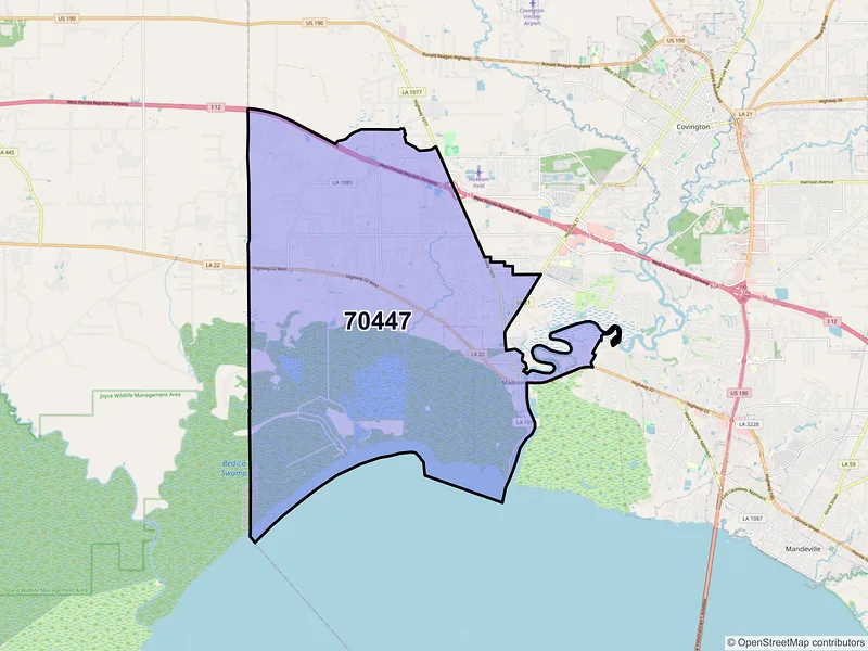 Map of ZIP Code 70447 — Madisonville, LA