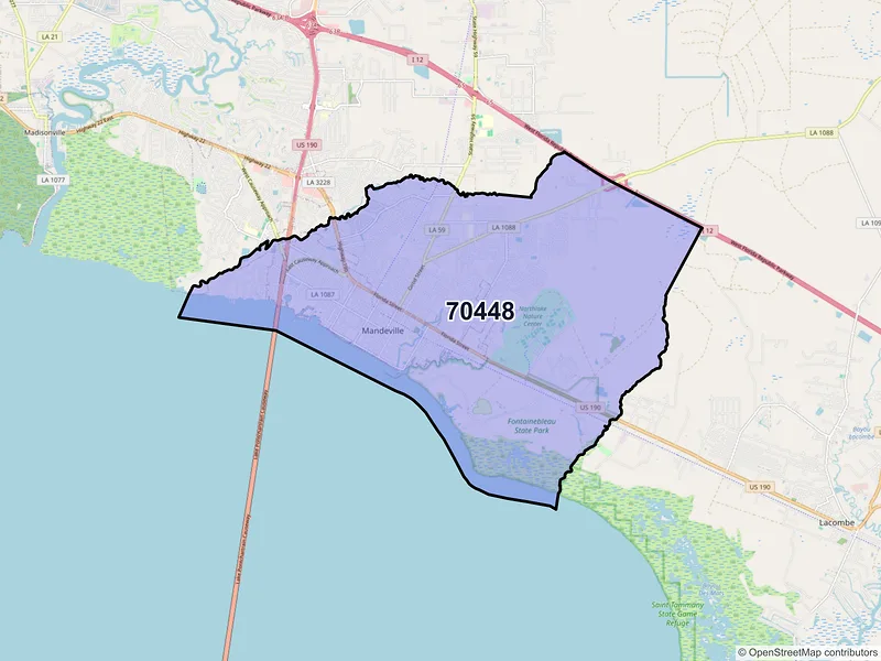 Map of ZIP Code 70448 — Mandeville, LA