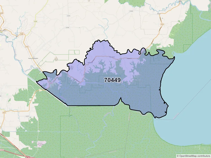 Map of ZIP Code 70449 — Maurepas, LA