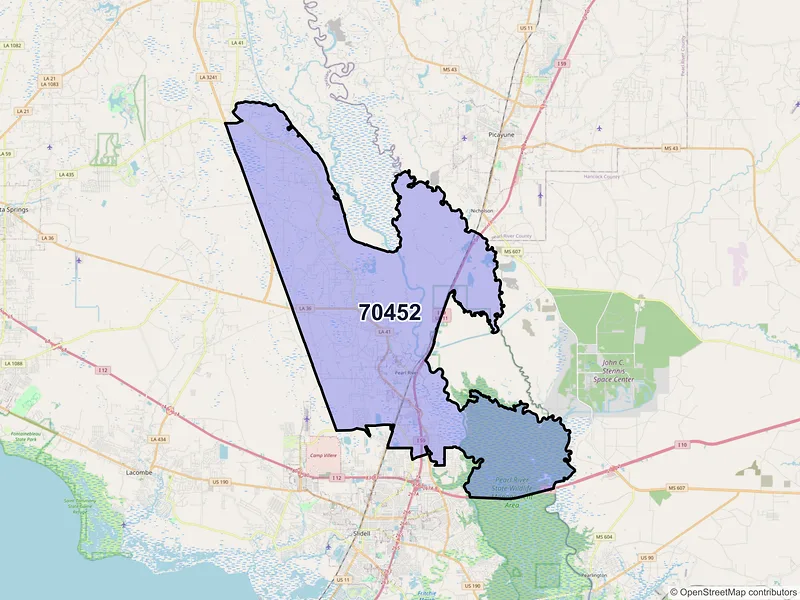 Map of ZIP Code 70452 — Pearl River, LA