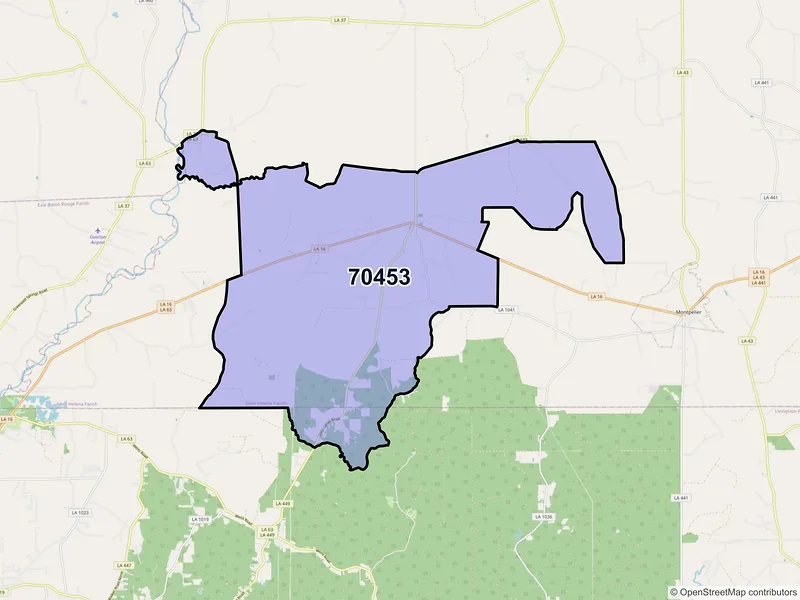 Map of ZIP Code 70453 — Pine Grove, LA