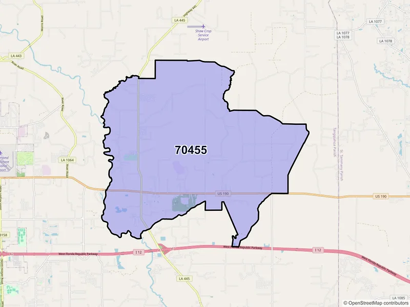 Map of ZIP Code 70455 — Robert, LA