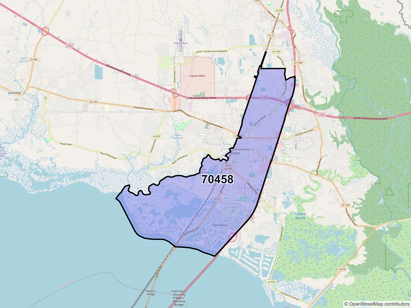 Map of ZIP Code 70458 — Slidell, LA