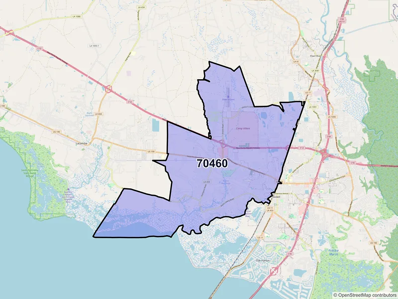 Map of ZIP Code 70460 — Slidell, LA