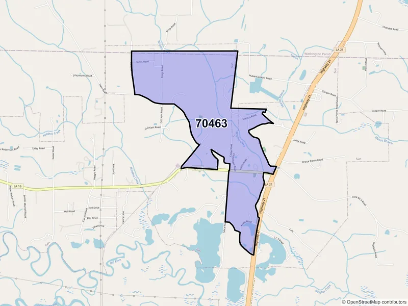 Map of Sun, Louisiana and ZIP codes