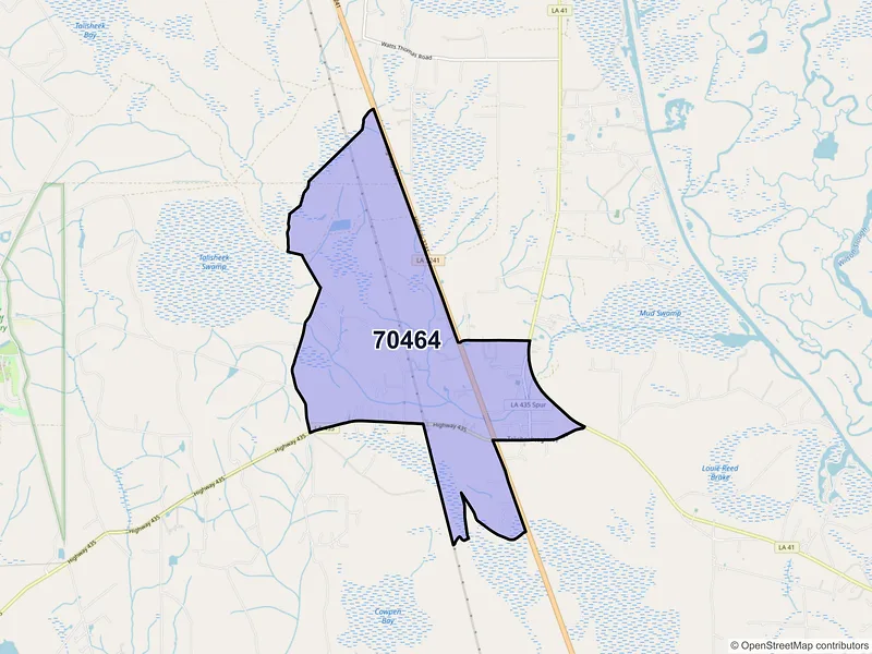 Map of Talisheek, Louisiana and ZIP codes