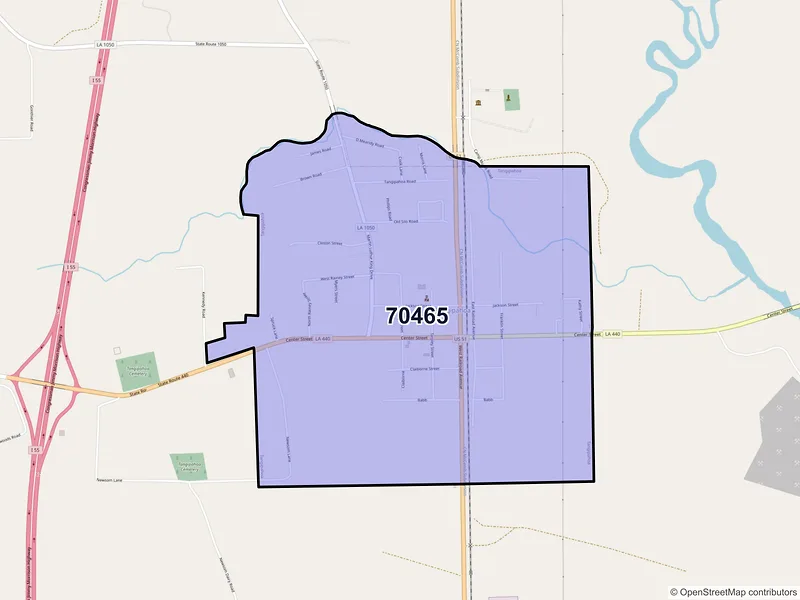 Map of Tangipahoa, Louisiana and ZIP codes