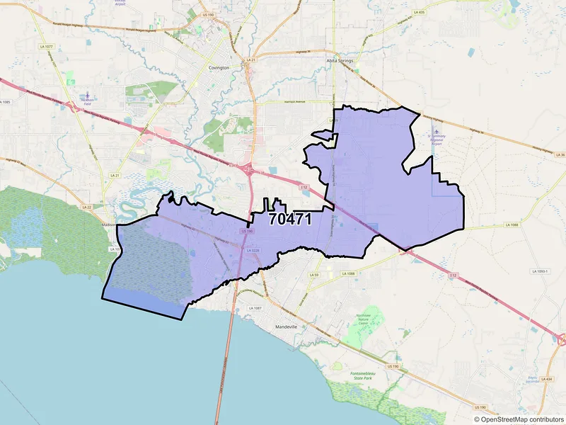 Map of ZIP Code 70471 — Mandeville, LA