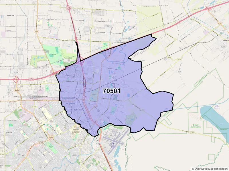 Map of ZIP Code 70501 — Lafayette, LA