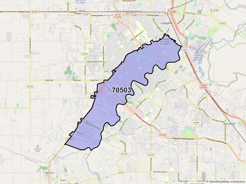 Map of ZIP Code 70503 — Lafayette, LA