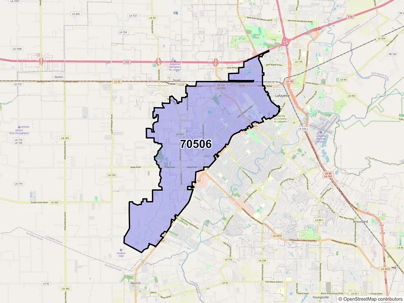Map of ZIP Code 70506 — Lafayette, LA