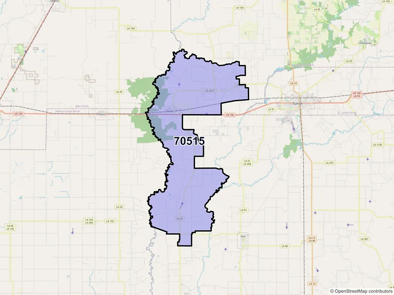 Map of ZIP Code 70515 — Basile, LA