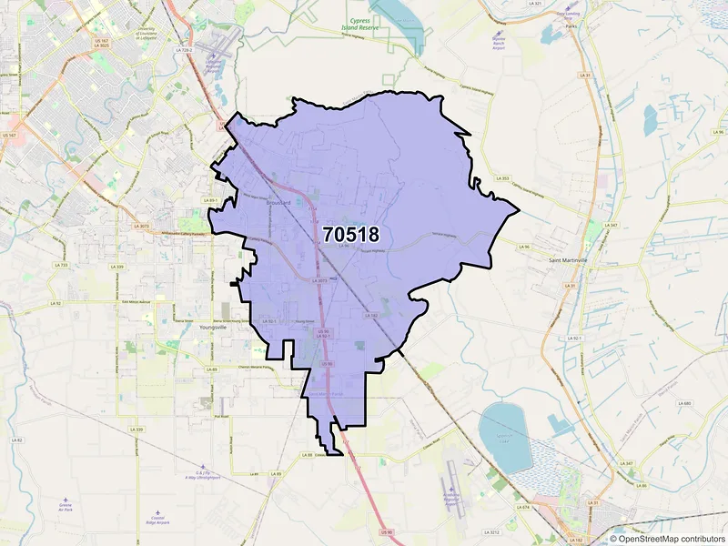 Map of ZIP Code 70518 — Broussard, LA