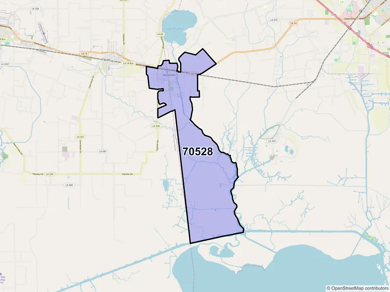 Map of ZIP Code 70528 — Delcambre, LA