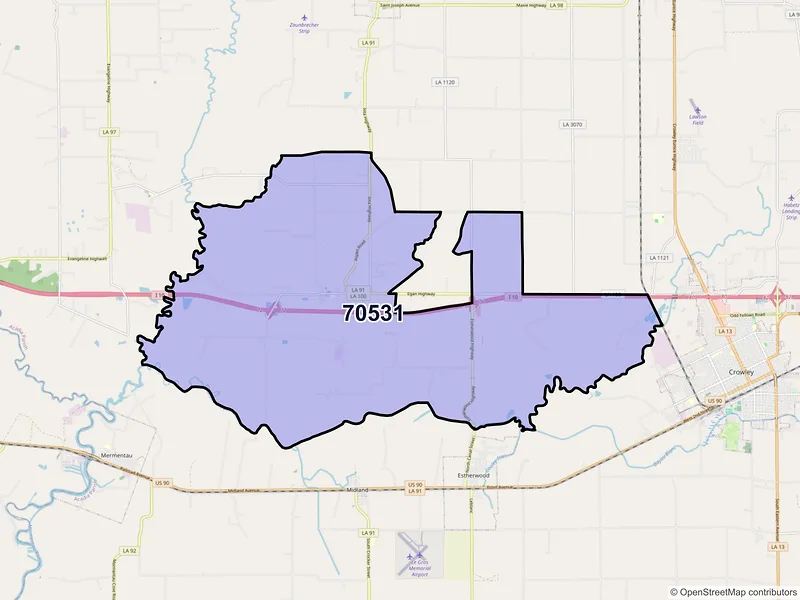 Map of ZIP Code 70531 — Egan, LA