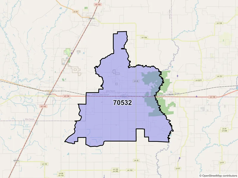 Map of ZIP Code 70532 — Elton, LA