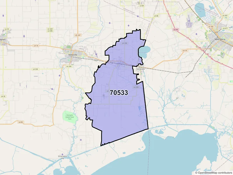 Map of ZIP Code 70533 — Erath, LA