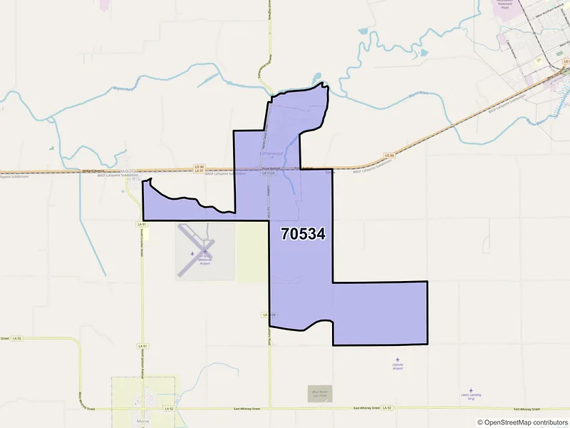 Map of Estherwood, Louisiana and ZIP codes