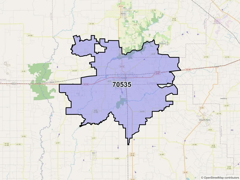 Map of ZIP Code 70535 — Eunice, LA