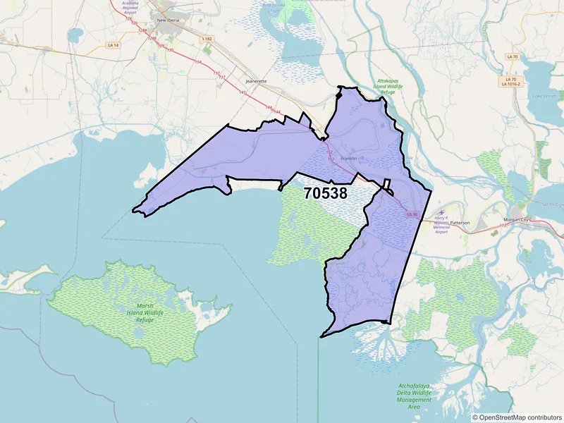 Map of ZIP Code 70538 — Franklin, LA