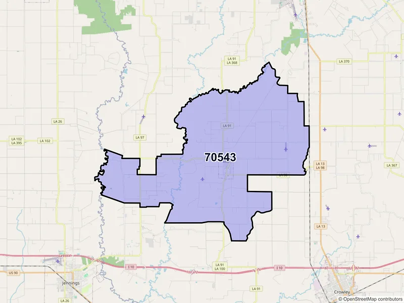 Map of Iota, Louisiana and ZIP codes