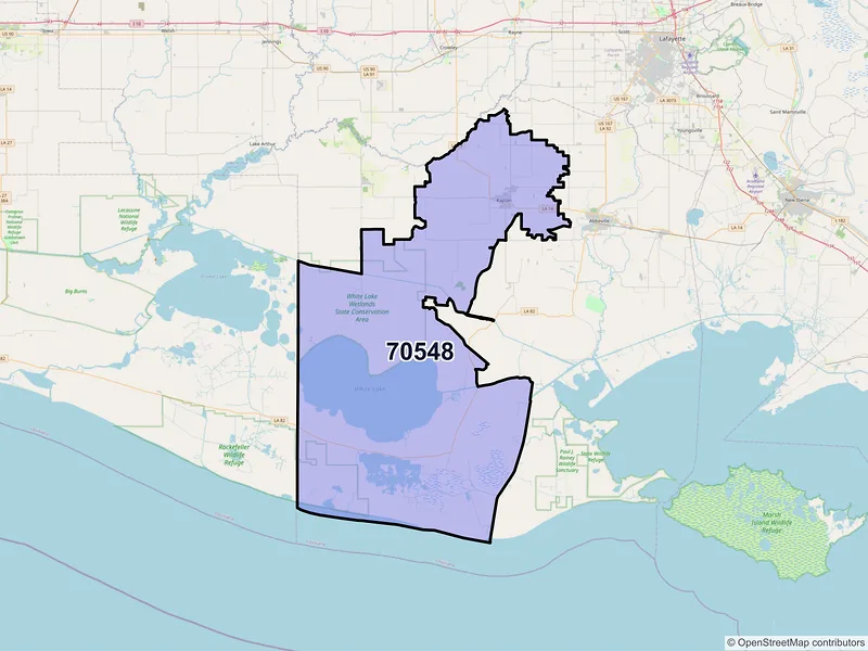 Map of ZIP Code 70548 — Kaplan, LA