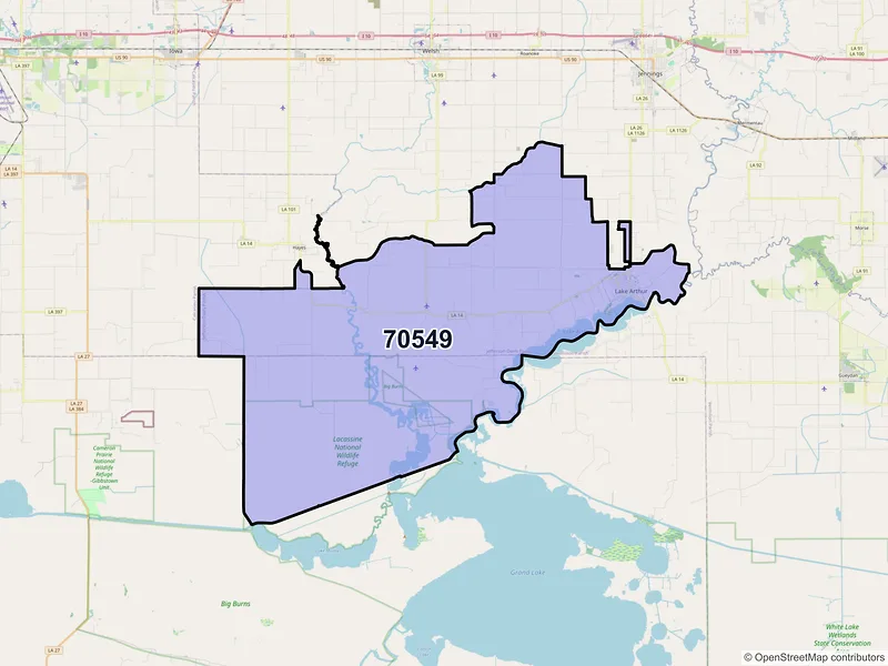 Map of ZIP Code 70549 — Lake Arthur, LA