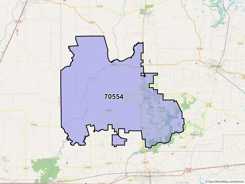 Map of ZIP Code 70554 — Mamou, LA