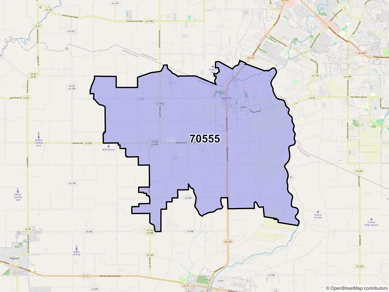 Map of ZIP Code 70555 — Maurice, LA