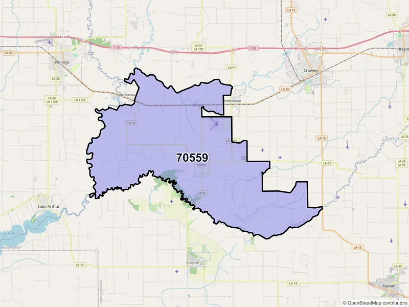 Map of ZIP Code 70559 — Morse, LA