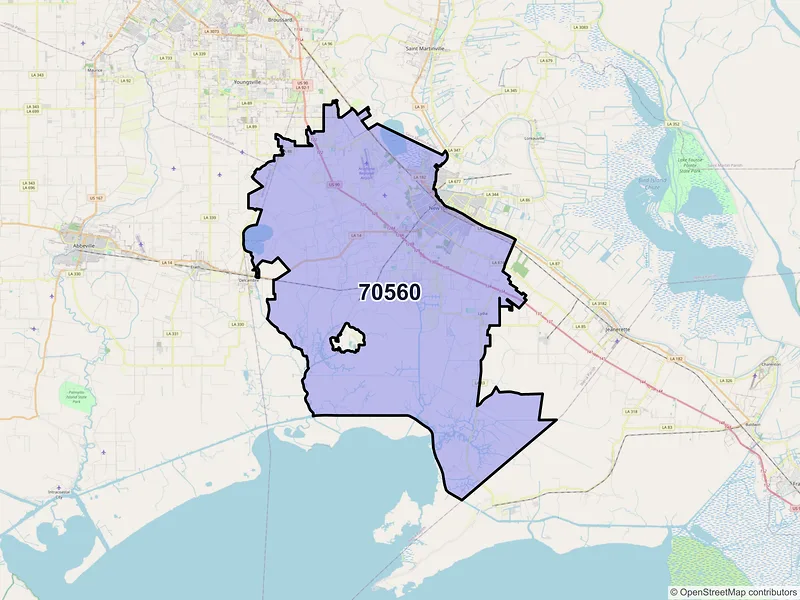 Map of ZIP Code 70560 — New Iberia, LA
