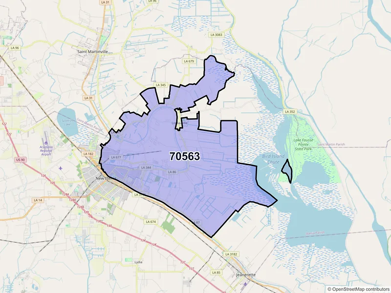 Map of ZIP Code 70563 — New Iberia, LA