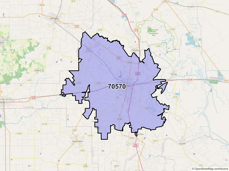 Map of ZIP Code 70570 — Opelousas, LA