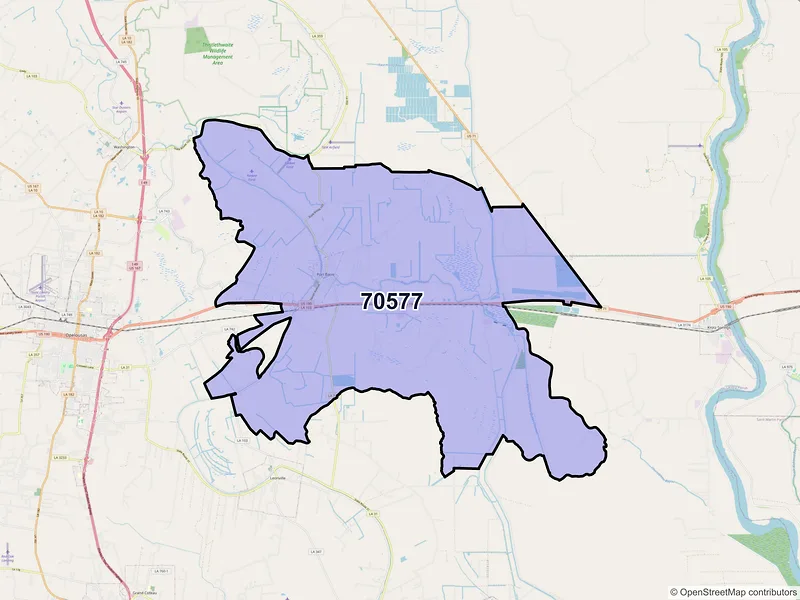 Map of ZIP Code 70577 — Port Barre, LA