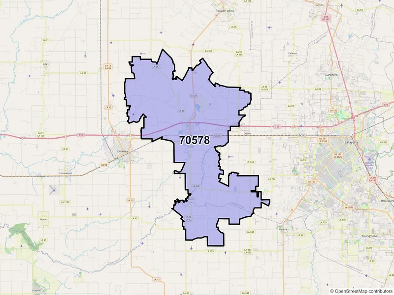 Map of ZIP Code 70578 — Rayne, LA