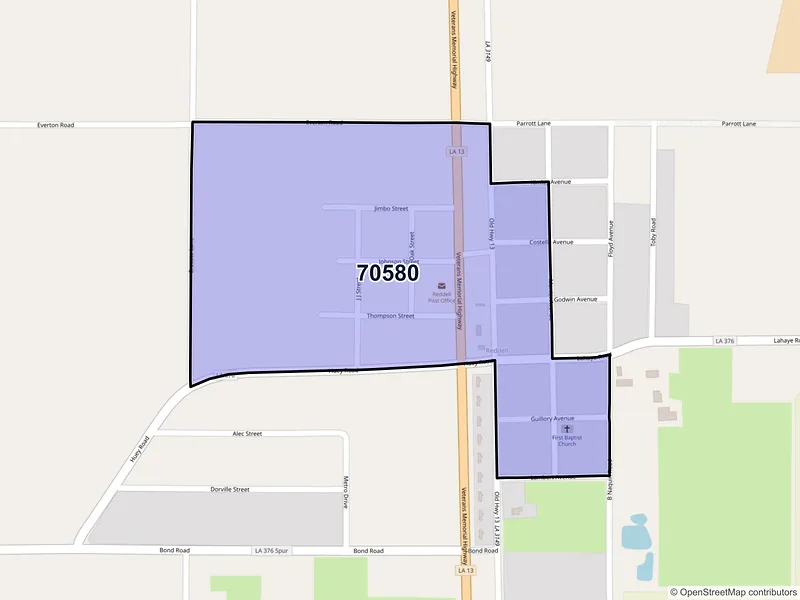 Map of Reddell, Louisiana and ZIP codes