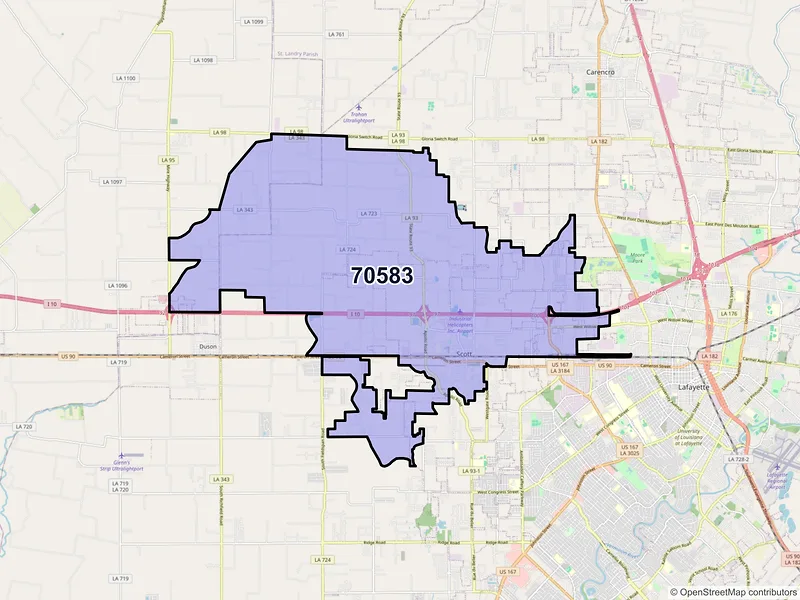 Map of ZIP Code 70583 — Scott, LA