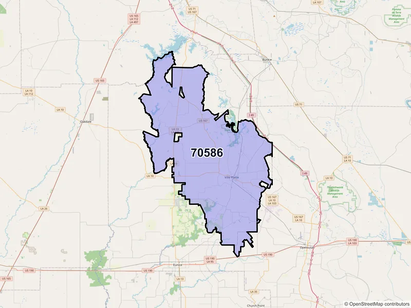 Map of ZIP Code 70586 — Ville Platte, LA
