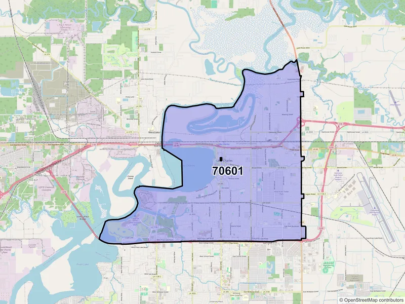 Map of ZIP Code 70601 — Lake Charles, LA