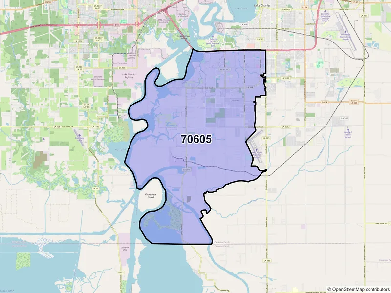Map of ZIP Code 70605 — Lake Charles, LA