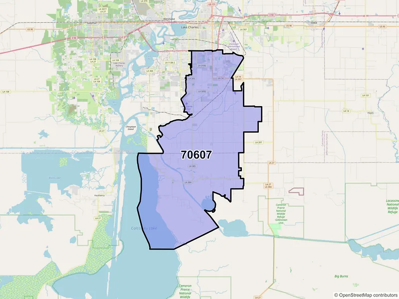 Map of ZIP Code 70607 — Lake Charles, LA