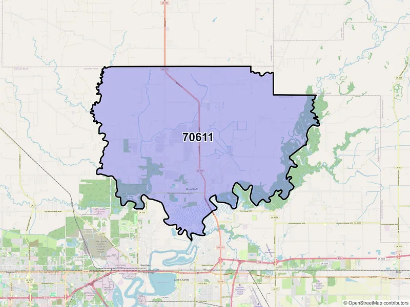 Map of ZIP Code 70611 — Lake Charles, LA