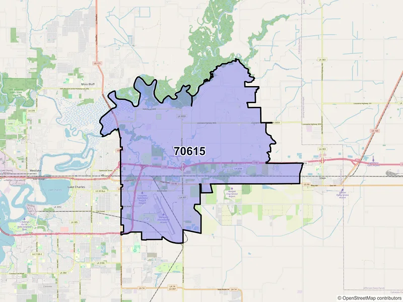Map of ZIP Code 70615 — Lake Charles, LA