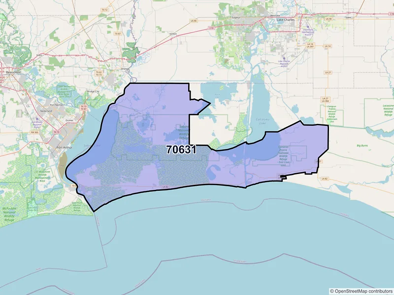 Map of ZIP Code 70631 — Cameron, LA