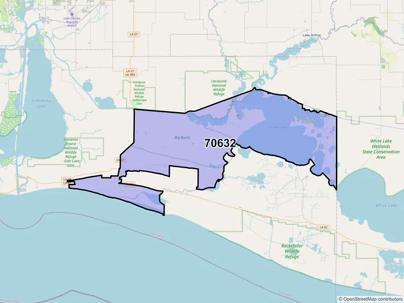 Map of ZIP Code 70632 — Creole, LA