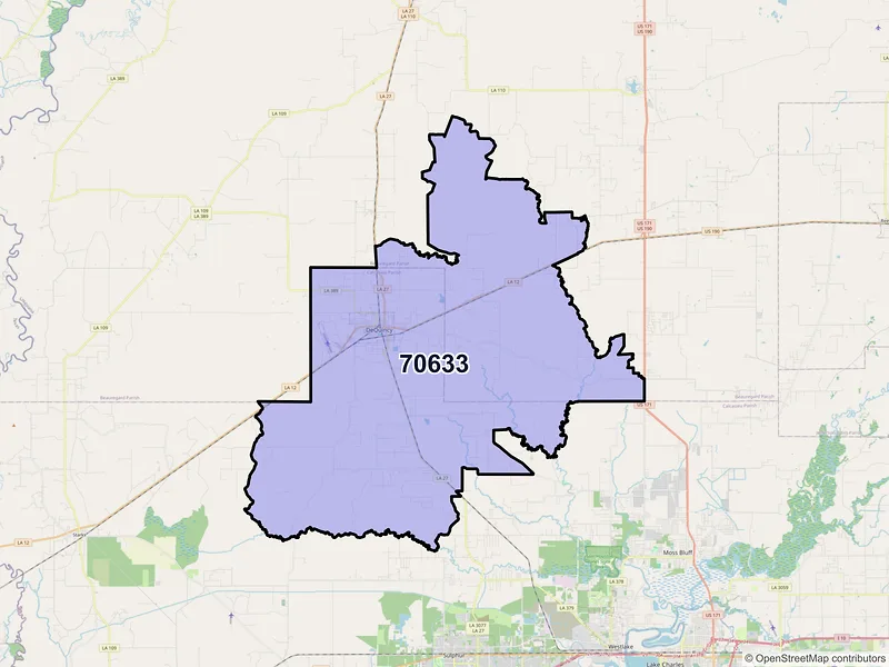 Map of ZIP Code 70633 — Dequincy, LA